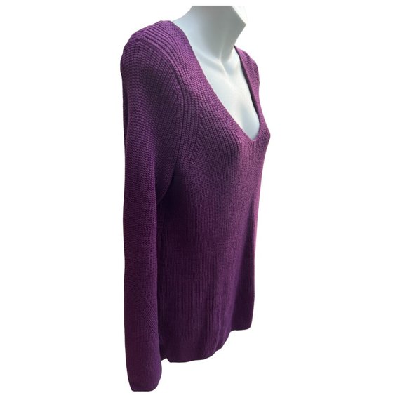 525 America Long Sleeve V-Neck 100% Cotton Pullover Knit Sweater Purple Size S - Picture 3 of 7